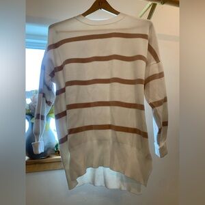 Pink Lily Cream Ribbed Sweater